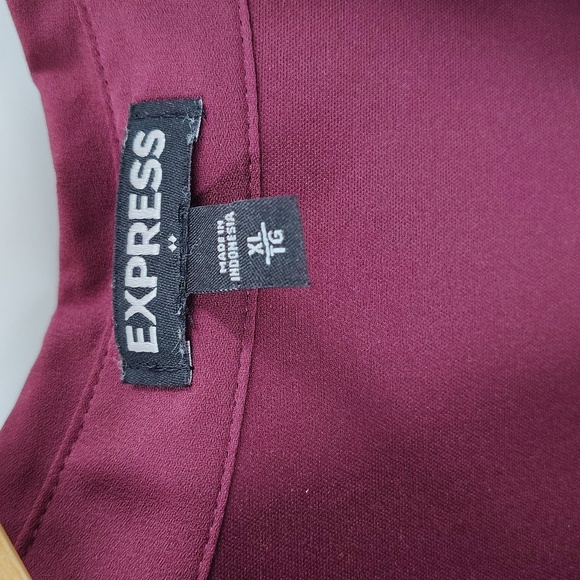 EXPRESS Button Down V Neck Dress Size XL Long Sleeve Shift Roll And Tack Sleeve - Picture 5 of 10
